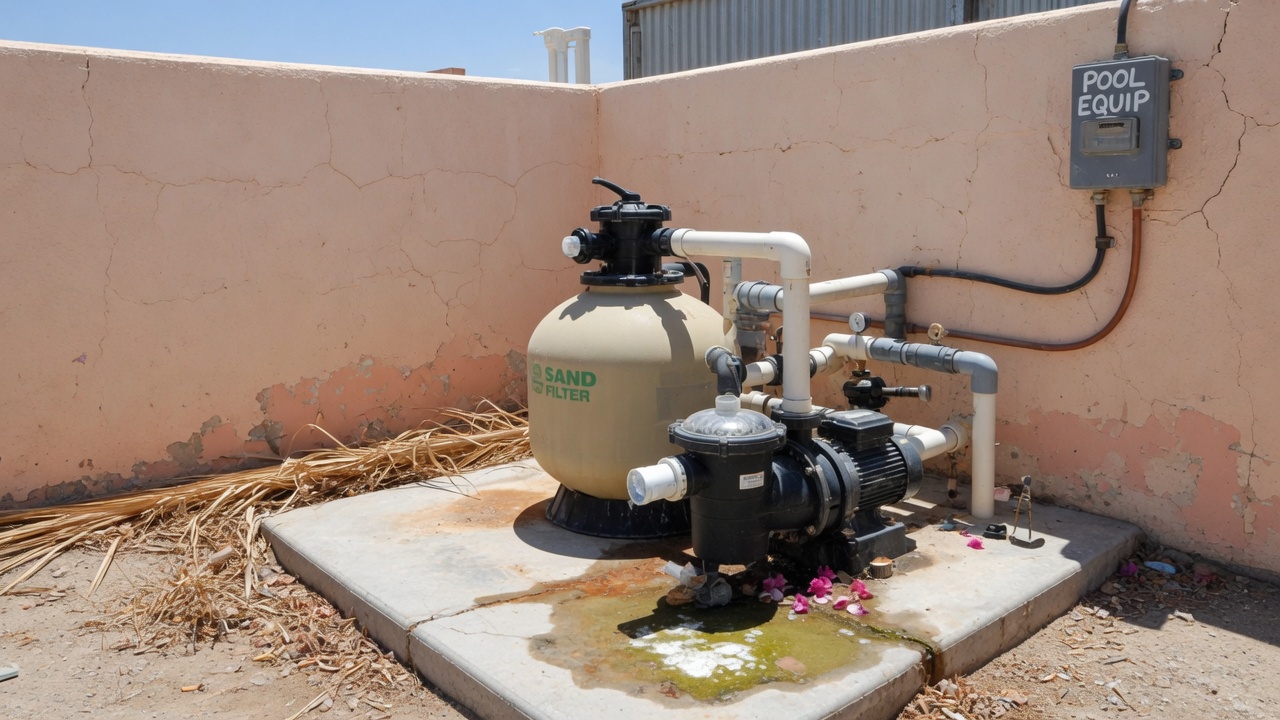 dust storm pool cleaning — Summerlin pool care in The Cliffs
